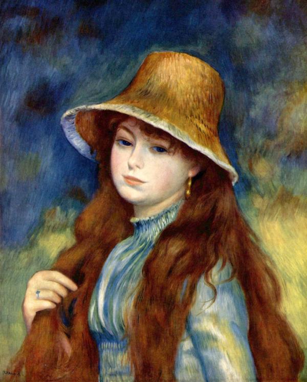 ピエール＝オーギュスト・ルノワール　「麦わら帽子をかぶる農家の少女」