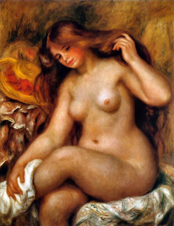 ピエール＝オーギュスト・ルノワール　「足を組む裸婦と帽子 （ブロンドの浴女）」