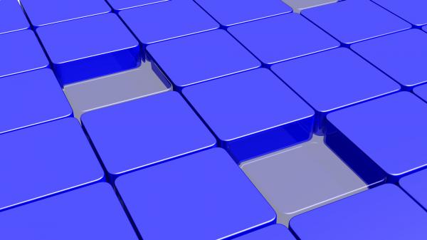 青い立方体に透明立方体
