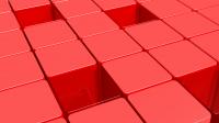 赤い立方体に透明立方体