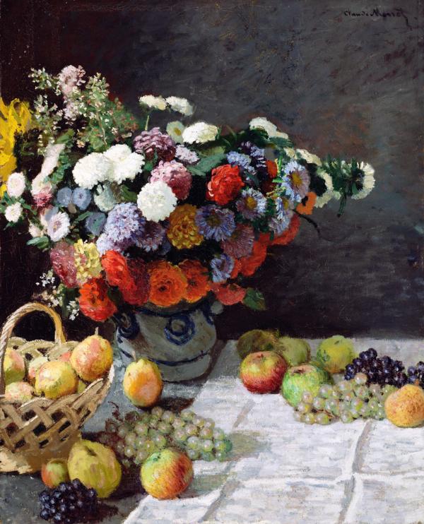 クロード・モネ　「花と果物のある静物」