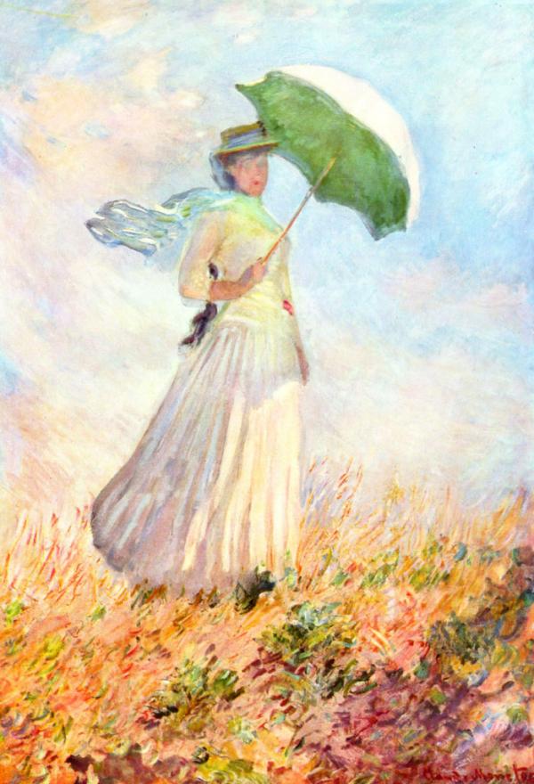 クロード・モネ　「日傘をさす女性 (右向き)」