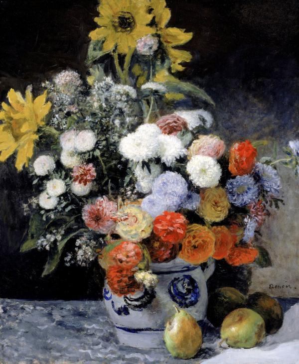 ピエール＝オーギュスト・ルノワール　「陶器の花瓶と花」