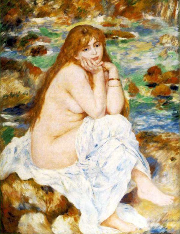 ピエール＝オーギュスト・ルノワール　「岩に座る浴女」